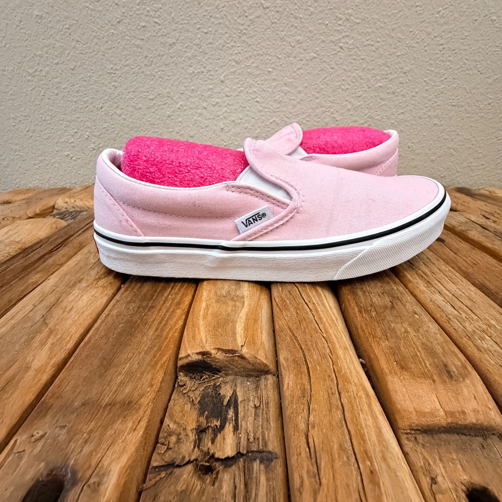 Vans Classic Slip-On Shoes Pink Canvas Low Top Skate Sneakers - Picture 3 of 6